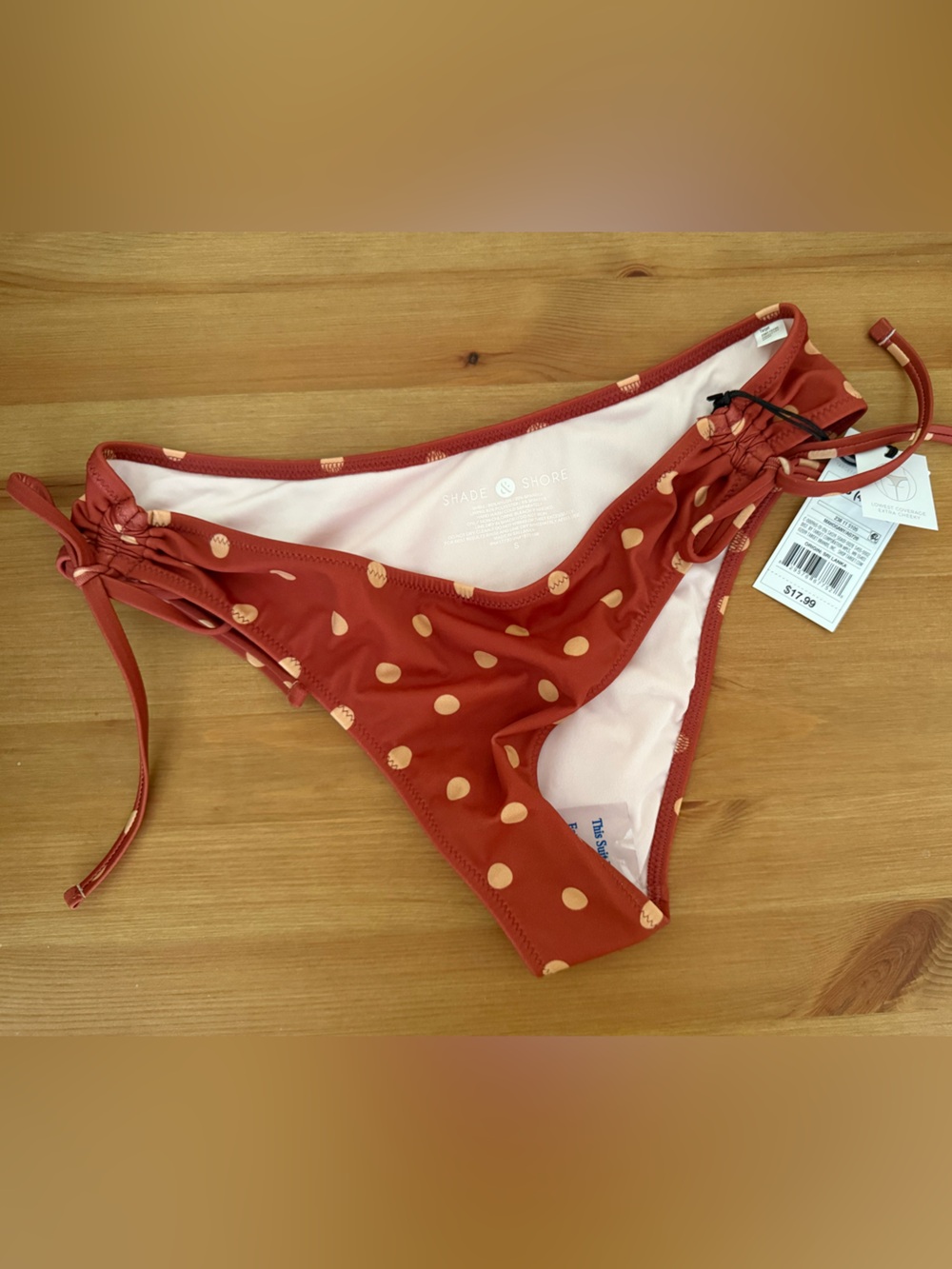 Shade & Shore 🌊 Rust Polka Dot Tie-Side Bikini Bottom